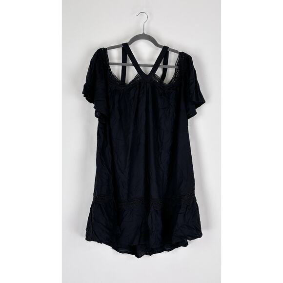 Swimsuits For All Cold Shoulder Rayon Swim Cover Up Womens Size 18/20 Black New - Picture 1 of 8